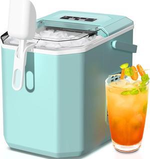 Countertop Ice Maker,Portable Ice Machine with Carry Handle,Self-Cleaning,Basket and Scoop,9 Cubes in 6 Mins,26.5lbs/24Hrs,2 Sizes of Bullet Ice,for Home,Kitchen,Party,Black,Green Countertop Ice Maker,Portable Ice Machine with Carry Handle,Self-Cleaning,Basket and Scoop,9 Cubes in 6 Mins,26.5lbs/24Hrs,2 Sizes of Bullet Ice,for Home,Kitchen,Party,Black,Green