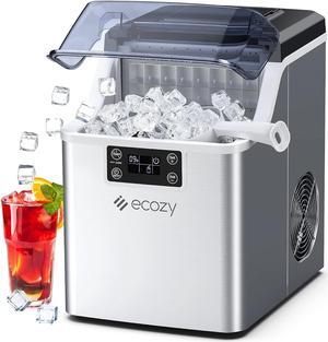 Countertop Ice Makers, 45lbs Per Day, 24 Cubes Ready in 13 Mins, Stainless Steel Housing, Auto Self-Cleaning Ice Maker with Ice Bags and Ice Scoop for Kitchen Office Bar Party