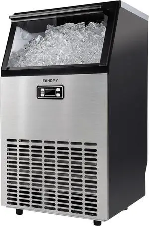 Commercial Ice Maker Machine - 99lbs Daily Production, 33lbs Ice Storage, Stainless Steel Freestanding & Under Counter Ice Maker, Ideal Ice Maker for Home/Bar/Restaurant/Outdoor Activities