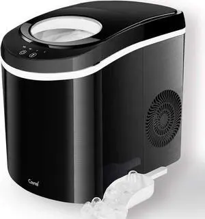 Caynel Countertop Ice Maker Machine  9 Ice Cubes Ready in 6 Mins - 26LBS/24Hrs, LED Indicator Lights  Compact Portable Ice Cube Maker with Ice Scoop and Basket for Home Office Bar Party (M, 1)