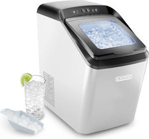 Countertop Nugget Ice Maker  Pebble Ice Machine, Soft Chewable Pellets in 20 Min, 26Lbs/24H, 3lb. Capacity, Waterline-Compatible, Self-Cleaning, Stainless-Steel + Scoop