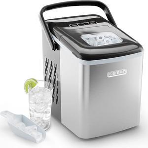 Dual-Size Countertop Ice Maker Machine, Portable, Creates 2 Cube Sizes in 6 Mins, Holds 1.3 lb. of Ice, Makes up to 26 lb in 24 Hours, Self-Cleaning Scoop Included, Stainless-Steel