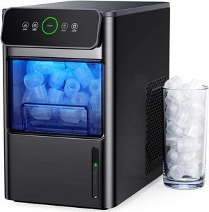 Ice Maker Coutertop Machine - Portable Ice Cube Maker, 20lbs of Bullet Ice per Day, 6 ice cubes in 6 Mins, Visible Water Level Window, Stainless Steel, Ideal for Kitchen, Office, Camping