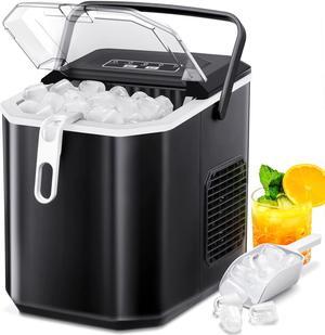 Ice Makers Countertop,Protable Ice Maker Machine with Self-Cleaning, 26Lbs/24H,9 Ice Cubes/8 Mins, Ice Scoop, and Basket for Home/Kitchen/Office/Party-Black