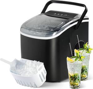 Portable Ice Maker for Countertop, 9 Ice Cubes Ready in 6 Mins, 26lbs Ice/24Hrs, with Self-Cleaning Feature, Ice Spoon and Basket, for Home Kitchen Office Camper RV, Black
