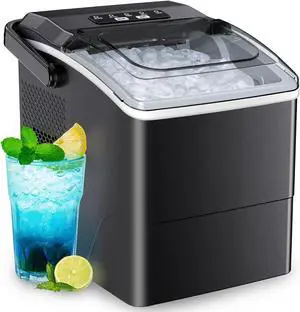 Ice Makers Countertop - Ice Maker Machine 6 Mins 9 Bullet Ice, 26 Lbs/24 Hrs, Portable Countertop Ice Maker with Self Cleaning Function, Ice Maker for Home/Kitchen/Party, Black