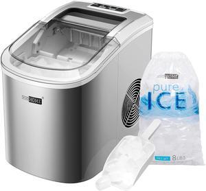 VIVOHOME Electric Portable Compact Countertop Automatic Ice Cube Maker Machine with Hand Scoop 10 Ice Bags and Self Cleaning Function 27lbs/Day Silver