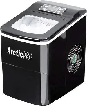 PORTABLE DIGITAL ICE MAKER MACHINE by Arctic-Pro with Ice Scoop, First Ice in 6-8 Minutes, 26 Pounds Daily, Great for Kitchens, Tailgating, Bars, Party, Small/Large Cubes, Black, 11.5x8.7x12.5 Inches