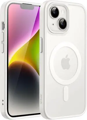 JETech Magnetic Case for iPhone 14 6.1-Inch Compatible with MagSafe, Translucent Matte Back Slim Shockproof Phone Cover (Starlight)
