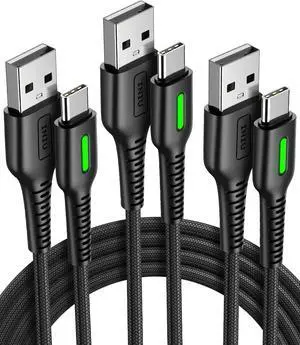 INIU USB to C Cable, 3 Packs 3.1A [6.6ft*2+3.3ft] USB A to USB C Fast Charging Cable, Braided Type C Phone Charger Cord for iPhone 15 Pro Max Samsung Galaxy S21 S20 S10 S9 Google Pixel LG Android