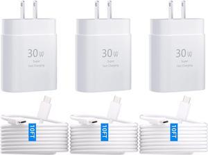 iPhone 15 Pro Max Charger 30W USB C iPhone 15 Charger Block Fast Charging with 10FT Long Type C Cord Cable for iPhone 15/15 Pro/15 Pro Max/15 Plus, iPad Pro/Mini/Air, Samsung S24/S23/ Ultra-3 Pack