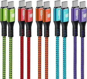 USB C to USB C Cable,(6ft, 5Pack) 60W/3A Type C Charging Cable Cord Fast Charging USB C Cable for Samsung Galaxy S23 S22 S21 S20 Ultra, W24 Fold/Flip 5, Pixel 8 7 6 Pro 6a 5 4 3