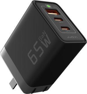 65W Charger J1611 GaN Charger 3 Ports Fast Charging Brick Foldable Wall Charger Compatible with HP Spectre MacBook Pro/Air  XPS 13 iPad Pro iPhone 15/Pro Galaxy S23 Apple Watch