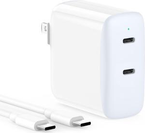 40W Dual USB C Charger for iPad Pro 13, 12.9, 11 inch 2024 2023 2022 2021 2020 2019, iPad Air 5 4, Mini 6, iPad 10, iPhone 15/15 Pro Max, 2 x 20W Type C Wall Charger, 6.6ft USB-C Cable
