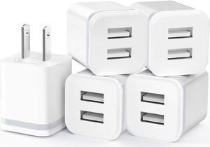 USB Wall Charger, 5-Pack 2.1A/5V Dual Port USB Cube Power Adapter Charger Plug Charging Block Replacement for iPhone Xs/XR/X, 8/7/6 Plus, Samsung, HTC, LG, Moto, Android Phones