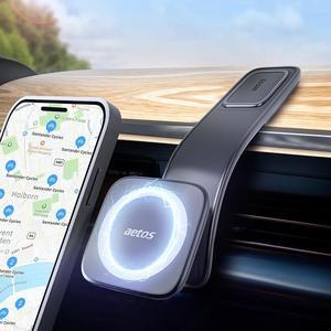 for iPhone MagSafe Car Mount Phone Holder Fits iPhone 15/14/13/12 Pro/Plus/Max and Android Phones with Ring Adaptor. 360° Rotating Head & Bendable Alloy Arm for a Simplicity Modern Design