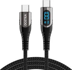 USB C to USB C Charger Cable (100W 5A), 3.3ft USBC to USBC Cable with LED Display, USB C Charging Cable Compatible with iPhone 15 Pro Max Plus, , iPad, Galaxy S23 S22, Pixel