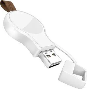 NEWDERY Charger for Apple Watch Portable iWatch USB Wireless Charger, Travel Cordless Charger with Light Weight Magnetic Quick Charge for Apple Watch Ultra Series 8 7 6 5 4 3 2 1 SE, White