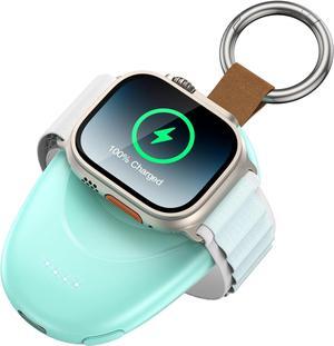 Portable Charger for Apple Watch, 1400mAh Keychain Wireless iWatch Power Bank, Battery Pack for Apple Watch Series 9 8 7 6 5 4 3 2 1 SE Ultra 2 Fast Charging Travel Car Chargers (Blue)