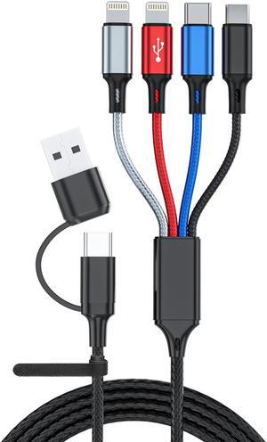seynli 6-in-1 Multi Charging Cable 6ft, Charging Cables for Multiple Devices, Compatible with iPhone, USB-C, Micro USB - Multi End Charging Cable Supports 2.4A Fast Charging