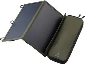 ELECOM NESTOUT Portable Solar Panel, Dual USB-A Ports, 14W Power Generation Charger for Phone Camping, Durable Water-Resistant Ripstop Nylon, Foldable Lightweight, Adjustable Stands (2-Panel)