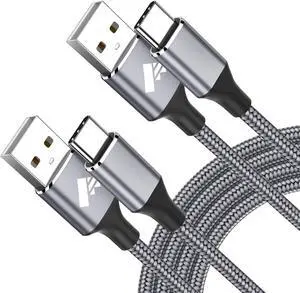 Aioneus USB C Cable 3A Fast Charging [2-Pack, 6FT] USB A to Type C Charger Cord for Samsung Galaxy S22 S21 A01 A02s A03s A11 A12 A13 A14 A20 A21 A32 A42 A50 A52 A53 A54, Moto Z4 G7, LG K51 Stylo 6 5 4