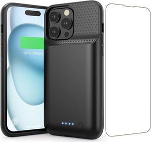 Battery Case for iPhone 15 Pro Max,Powerful 8600mah Ultra-Slim Protective Charging Case,15W Fast Charging Portable Rechargeable Expandable Battery Charger Cover for iPhone 15 Pro Max(6.7inch)-Black