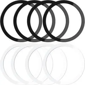 8 Pack Universal Metal Rings Sticker Compatible for Magsafe Magnetic Wireless Charger iPhone 15 14 13 12 Pro Mini Max Galaxy,(NO Magnet) Ultra-Thin Car Charger Conversion Accessories,(Black,White)