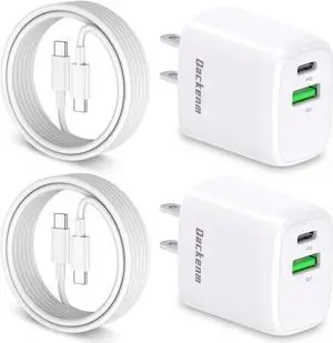 Fits for iPhone 15 Charger, USB C Charger Block, 2 Pack 20W USB C Fast Wall Charger Adapter Compatible with iPhone 15/15 Pro/Pro Max/iPad Pro More, with 2 Pack 6.6 ft USB-C Cable Dual Port Charging