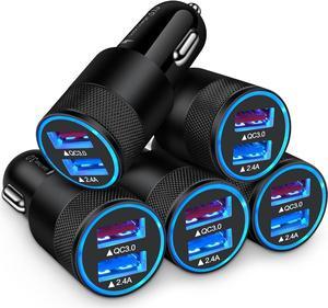 Fast Car Charger, [5Pack] Quick Charging 5.4A/30W Phone USB Car Charger Adapter Rapid Plug 2 Port Cigarette Lighter Charger Flush Compatible Samsung, Tablet, iPhone, iPad, LG