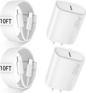 iPhone 16 Pro Max Charger - Fast Charging 10 FT USB C Cable With 20W Charger Block For iPhone 16/15/15 Series & iPad Pro