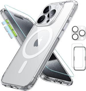 ESR for iPhone 15 Pro Case (5 in 1) Set, Translucent Matte Case with Screen Protector and Camera Lens Protectors, Compatible with MagSafe, Military-Grade Protection, Classic Series, Clear