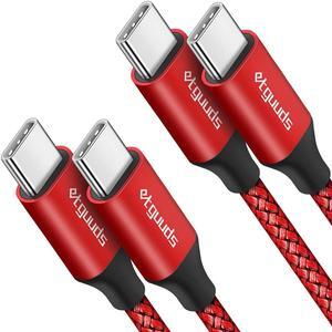 etguuds USB C to USB C Cable 6ft, 2-Pack, 60W USBC to USBC Cord, Type C to C Charger Cable Fast Charging for iPhone 15 Pro Max/Plus, for /iPad, for Samsung Galaxy S24 S23 S22 Tab, Pixel