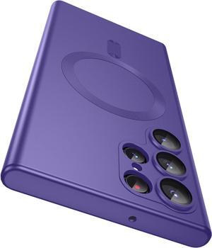 Matte for Samsung Galaxy S22 Ultra Case, Compatible with MagSafe, Slim Thin Magnetic Cover with Built-in Camera Lens Protector Shockproof Phone Shell (Purple)