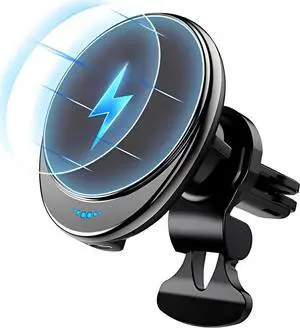HOSEASON for Magsafe Car Mount Charger [15W PRO Charging] iPhone Wireless Car Charger for iPhone Car Accessories Magnetic Phone Holder Mount, Fits iPhone 15 Pro Max Plus Mini 14 13 12 (Black)