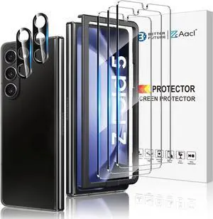 AACL [3 Pack Galaxy Z Fold 5 Screen Protector Tempered Glass [Front Screen Only]+ [2 Pack] Camera Lens Protector for Samsung Galaxy Z Fold 5 5g, Anti Scratch, Hd Clear, Bubble Free [Case Friendly]