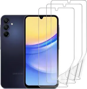 3 Pack Screen Protector Compatible for Samsung Galaxy A15 5G/4G 6.5 Inch, HD Clear Flexible Soft TPU Hydrogel Film for Samsung Galaxy A15 - Support Fingerprint Unlock, High Sensitivity