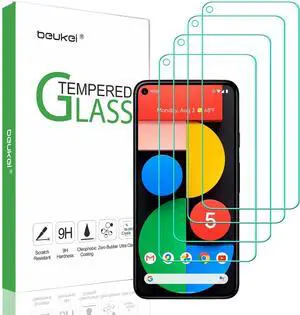 beukei (4 Pack) Compatible for Google Pixel 5 5G / Google Pixel 5 Screen Protector Tempered Glass, Touch Sensitive,Case Friendly, 9H Hardness