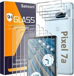 [4+4 Pack] Glass Screen Protector for Google Pixel 7a, 9H Tempered Glass, Ultrasonic Fingerprint Compatible, HD Clear Case Friendly for Google Pixel 7a 5G Glass Screen Protector