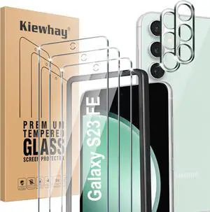 Tempered Glass Compatible with Samsung Galaxy S23 FE 5G Screen Protector 6.4'', 3 Pcs Screen Protector + 2 Pcs Camera Lens Protector, [Not for Galaxy S23 5G] 99.99% HD Glass Film - 5 Pcs
