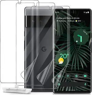 3 PACK Screen Protector for Google Pixel 6 Pro Flexible TPU Film [Support Fingerprint Touch] [HD Full Coverage] [Easy Installation] [Scratch Resistant] [Bubble Free]