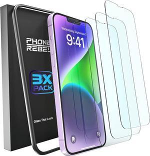 REBEL Phone Screen Protector for iPhone 14 Plus & iPhone 13 Pro Max 6.7 Inch [3-Pack] Ultra Tough 0.4mm, Anti-Shatter 9H Tempered Glass, Easy Install Tool, Case Friendly (iPhone 14 Plus/13 Pro Max)