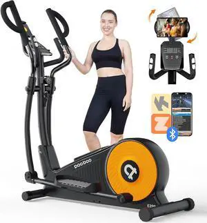 pooboo Elliptical Machine, Elliptical Machines for Home Use with Hyper-Quiet Magnetic Driving System, 16-Level Adjustable Resistance, with LCD Monitor & Rotatable Tablet Stand, 400LBS Weight Capacity