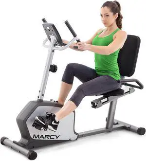Marcy Recumbent Exercise Bike with Adjustable Seat and 8 Resistance Levels, 300 Pound Capacity NS-1201R