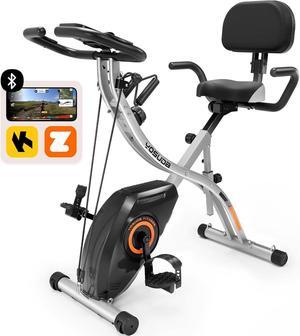YOSUDA Exercise Bike, 5 in 1 Folding Exercise Bike for Seniors 330lbs Capacity, Magnetic X-Bike with 16-Level Resistance, Back Support Cushion for Home Gym Workout