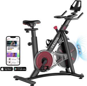 Yesoul S3 Black Exercise Bike For Home Smart White Cycling Bike Magnetic Resistance For Gym Electric Stationary Bike Bluetooth Heart Rate For Women Apartment Workout Bike For Fitness