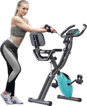 Merax Workout Bike For Home - 2 In 1 Recumbent Exercise Bike and Upright Indoor Cycling Bike Positions, 16 Level Magnetic Resistance Exercise Bike, Foldable Stationary Bike Machine, Fitness Bike