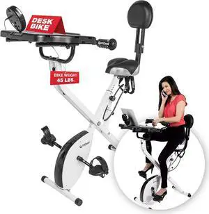 FitDesk 3.0 - Adjustable Height Standing Desk Exercise Bike for Work at Home Fitness, Workstation with Built-in Tablet Holder, Stationary Table, Lightweight Bicycle Desk - Ideal Desk Workout