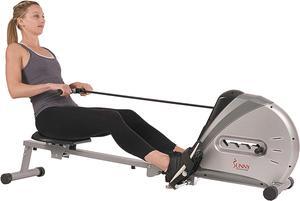 Sunny Health & Fitness Rowing Machine Rower Ergometer with Digital Monitor, Inclined Slide Rail, 220 LB Max Weight and Foldable - SF-RW5606