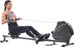 Sunny Health & Fitness Multi-Function Premium Magnetic Rowing Machine, Bicep Curls, Upward Rows, Seated Rows, Foldable Slide Rails, Digital Monitor and Optional Bluetooth with Exclusive SunnyFit App